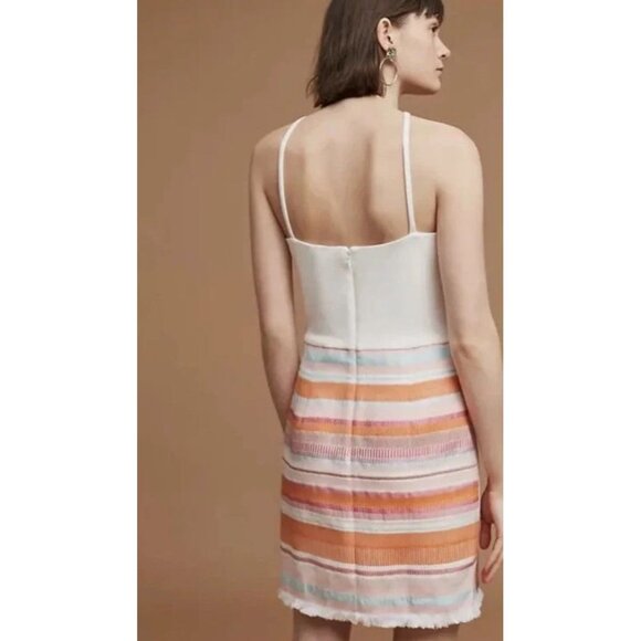 Anthropologie Hutch Kalyn Rainbow Striped Halter Mini Summer Dress Size 0 - Picture 2 of 9